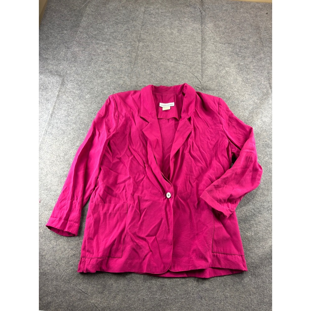 Sandra Ingrish Womens L Hot Pink Blazer Jacket VTG Prep Barbie 90s Single Button